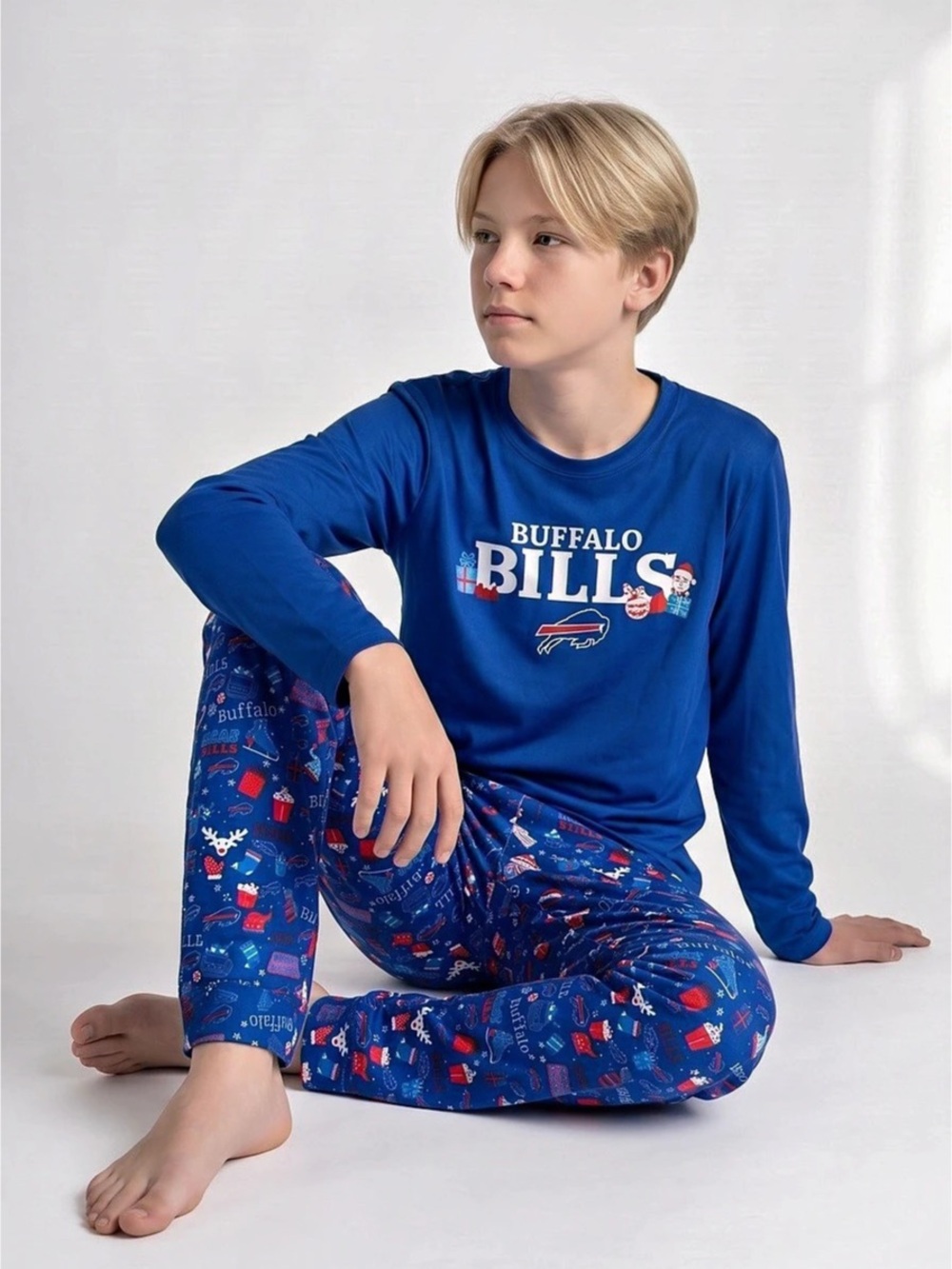 NFL Team Apparel Buffalo Bills pajama set Boys Large (14/16) NWT Blue Pajama Set